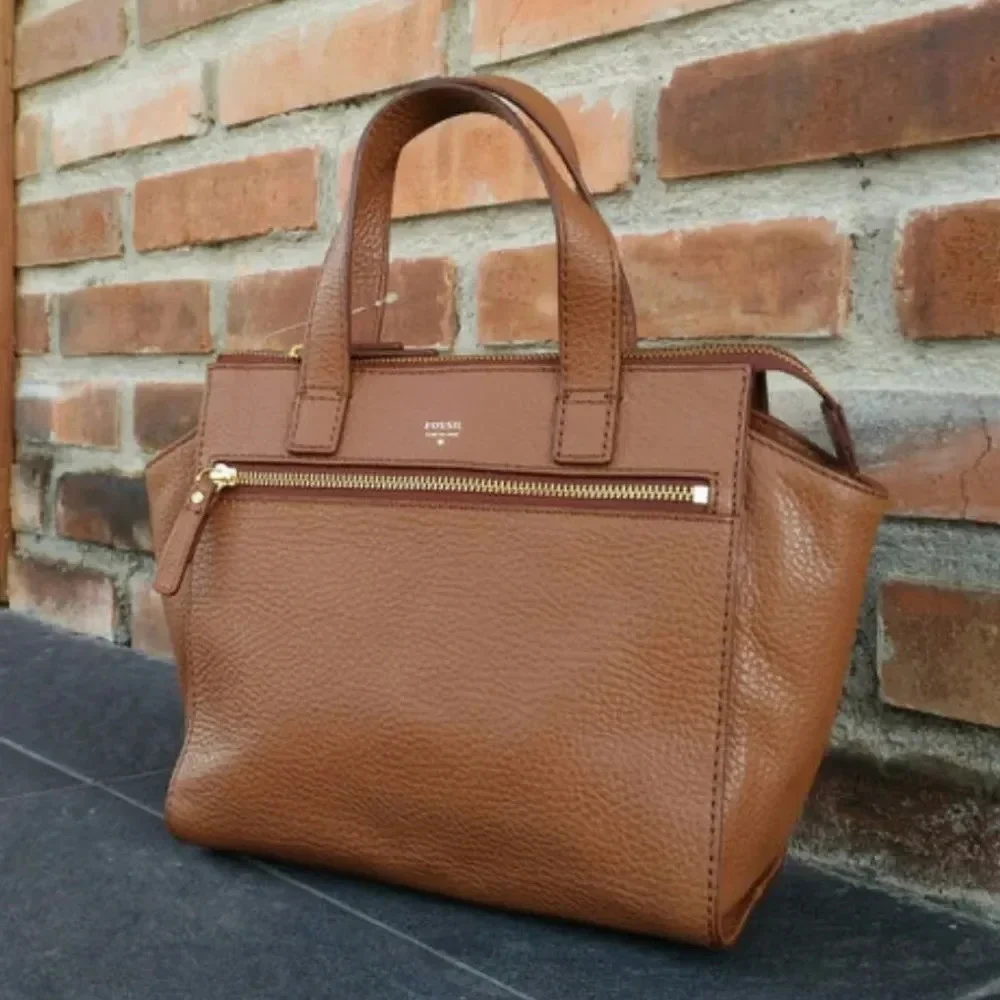 Fossil Tessa Leather Satchel Brown